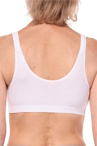 Amoena Hannah Wire-Free Front Closure Pocketed Mastectomy Bra - White