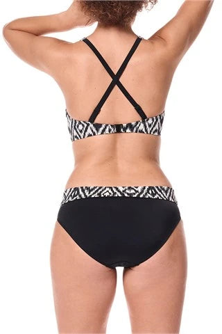 Amoena Salta Wire-Free Pocketed Mastectomy Bikini Top - Black/Off-White