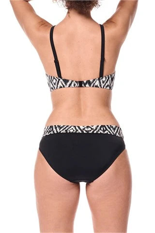 Amoena Salta Wire-Free Pocketed Mastectomy Bikini Top - Black/Off-White