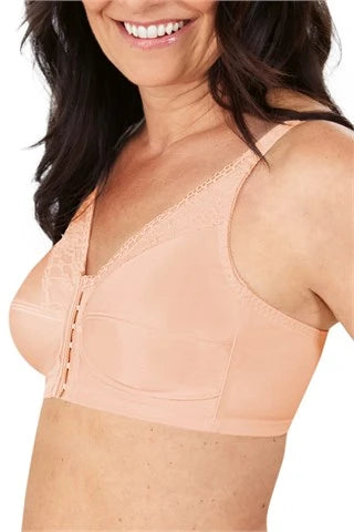 Amoena Nancy Wire-Free Pocketed Mastectomy Front-Closure Bra - Blush